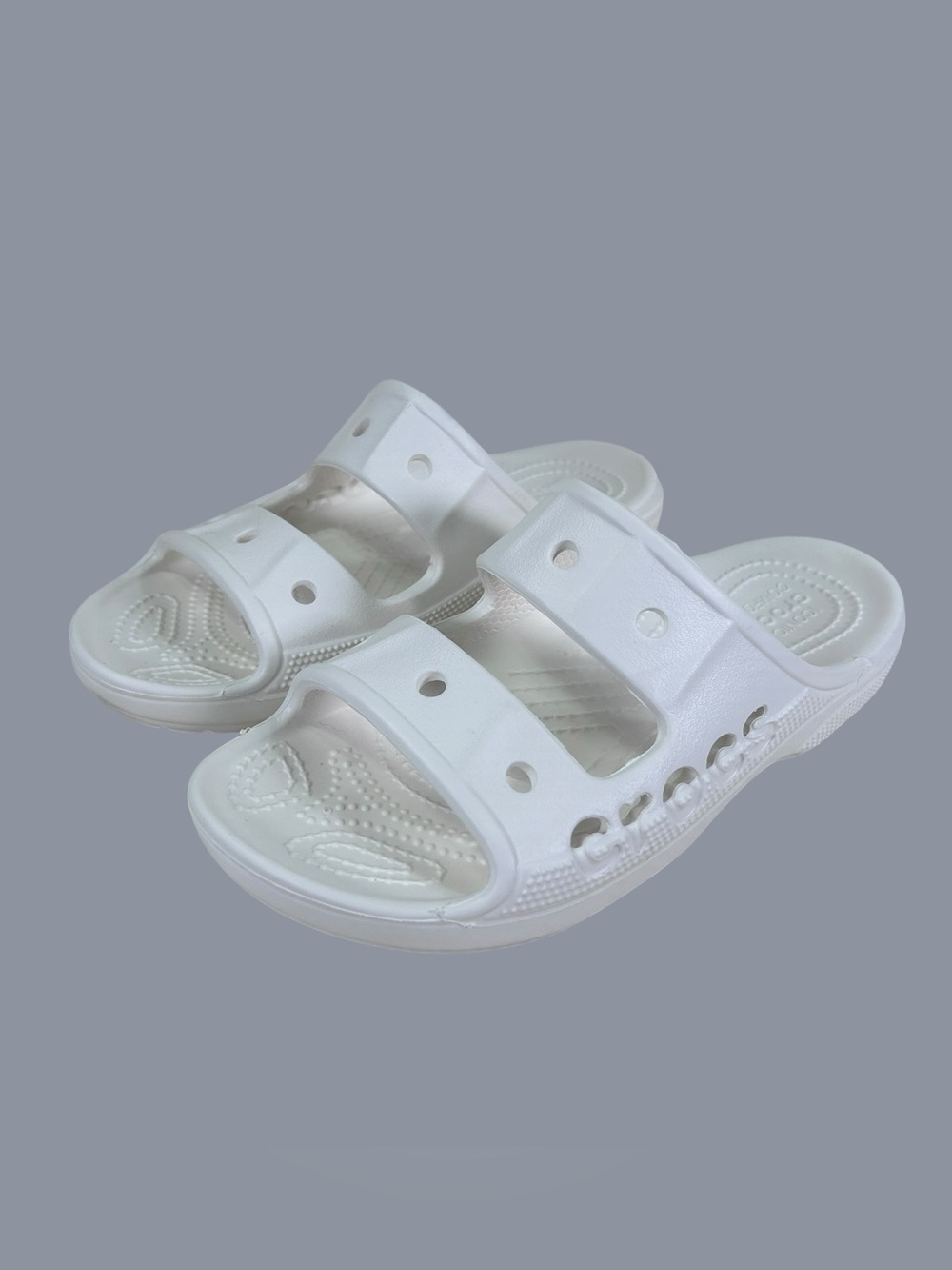 Crocs Classic Two Strap Sandals M5 W7 White Jibbitz Slide 206761-100